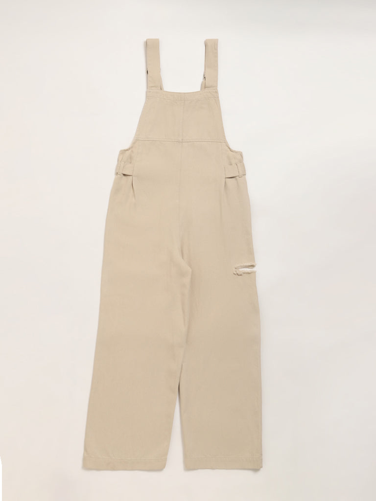 Nuon Beige Denim Jumpsuit