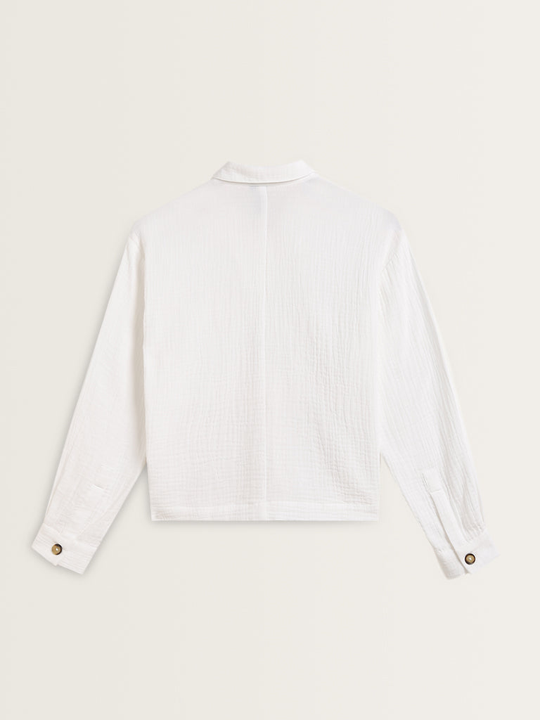 LOV Off-White Textured Cotton Shirt