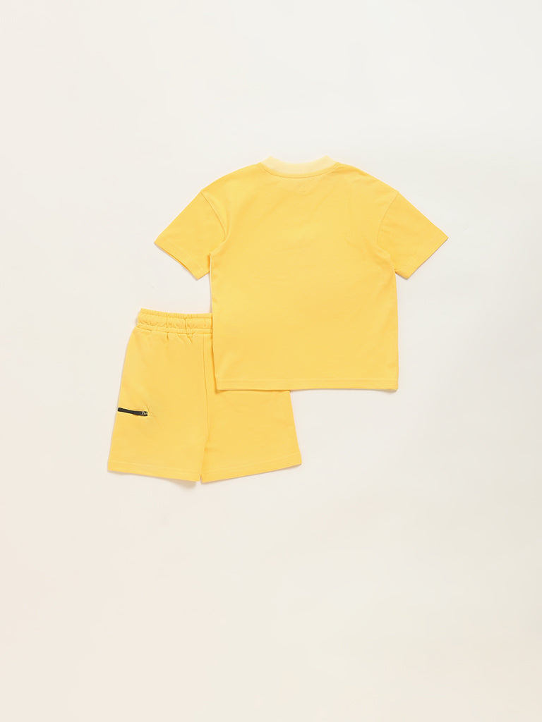 HOP Kids Yellow Printed T-Shirt and Shorts Set