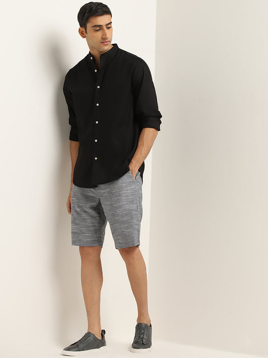 Ascot Black Solid Relaxed-Fit Cotton Shirt