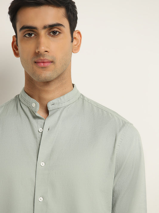 Ascot Sage Solid Relaxed-Fit Cotton Shirt