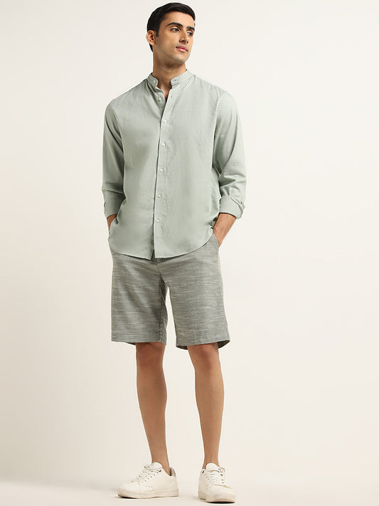 Ascot Sage Solid Relaxed-Fit Cotton Shirt