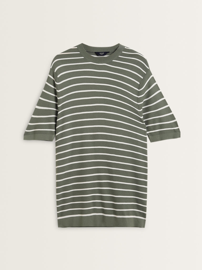 Ascot Dark Sage Striped Relaxed-Fit T-Shirt