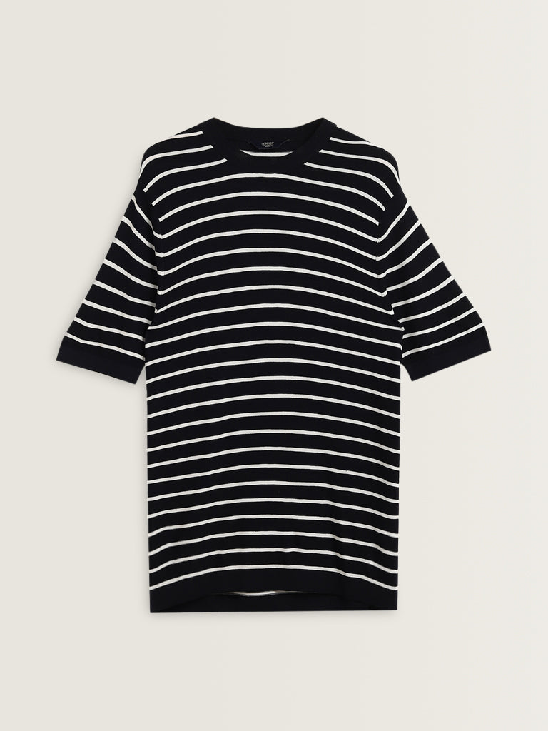 Ascot Navy Striped Relaxed-Fit T-Shirt