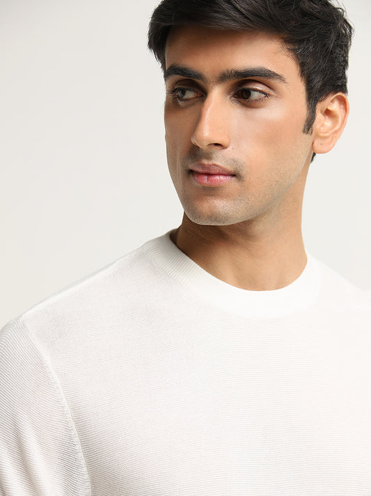 Ascot White Solid Relaxed Fit Cotton T-Shirt