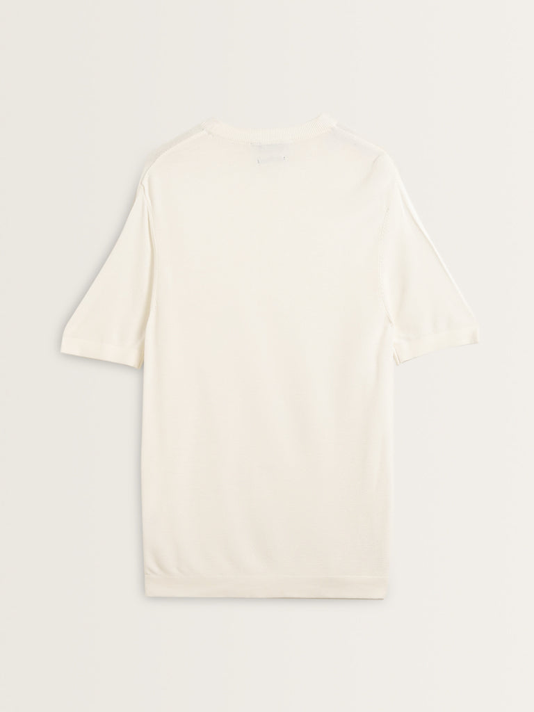 Ascot White Solid Relaxed Fit T-Shirt