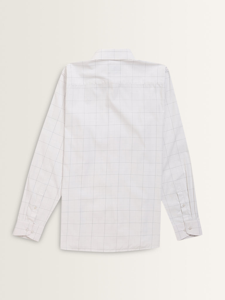 WES Formals White Checks Printed Slim-Fit Shirt