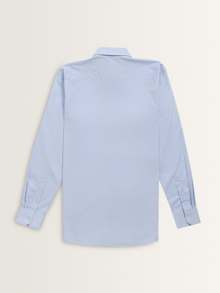 WES Formals Light Blue Solid Relaxed-Fit Shirt