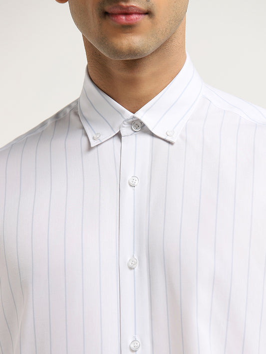WES Formals Light Blue Pinstripe Design Relaxed-Fit Shirt