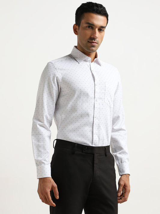 WES Formals Light Grey Printed Relaxed-Fit Shirt