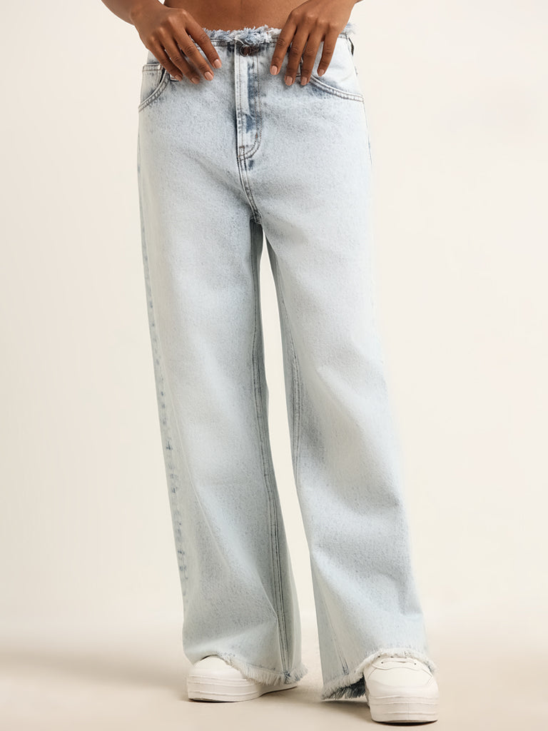 Nuon Light Blue Relaxed - Fit Mid - Rise Jeans