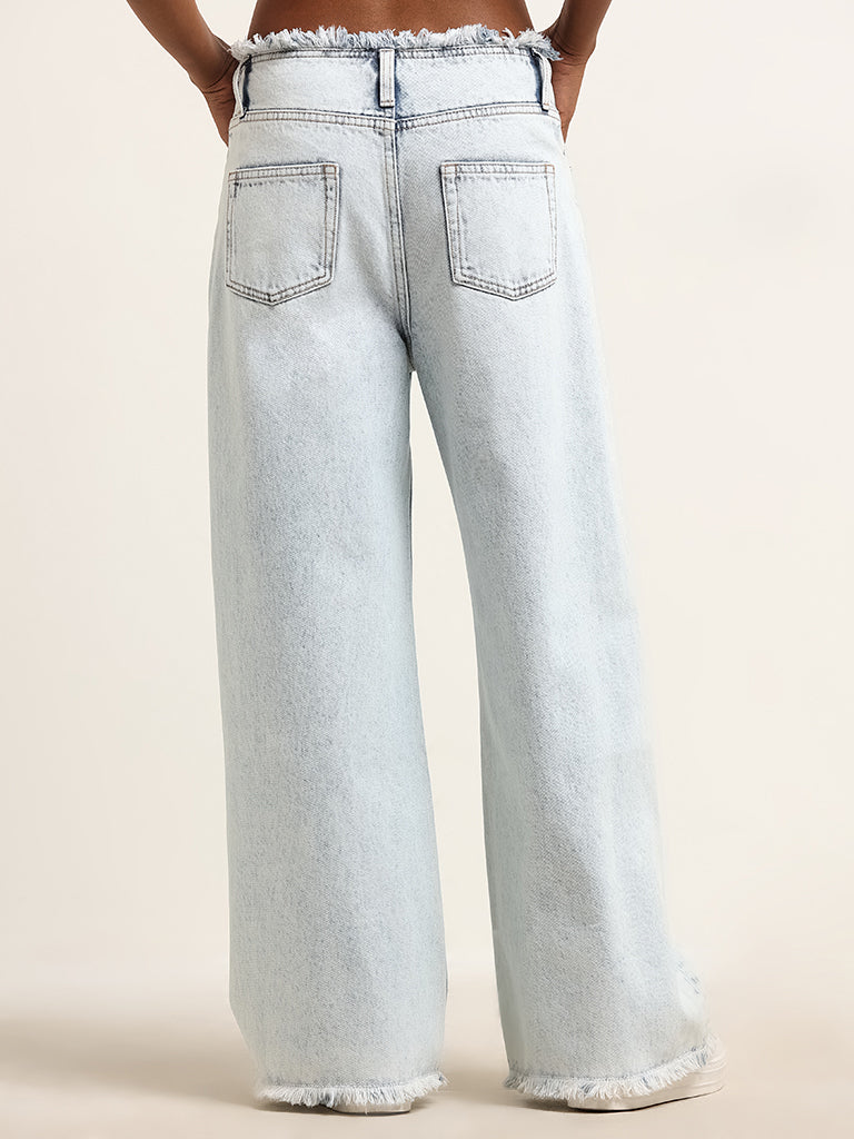 Nuon Light Blue Relaxed - Fit Mid - Rise Jeans