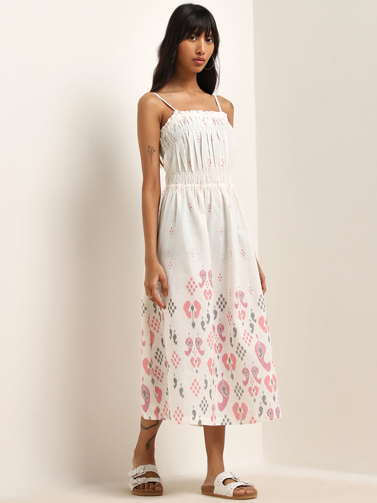 Limited White/Pink hotsell Paisley Textured A-Line Dress