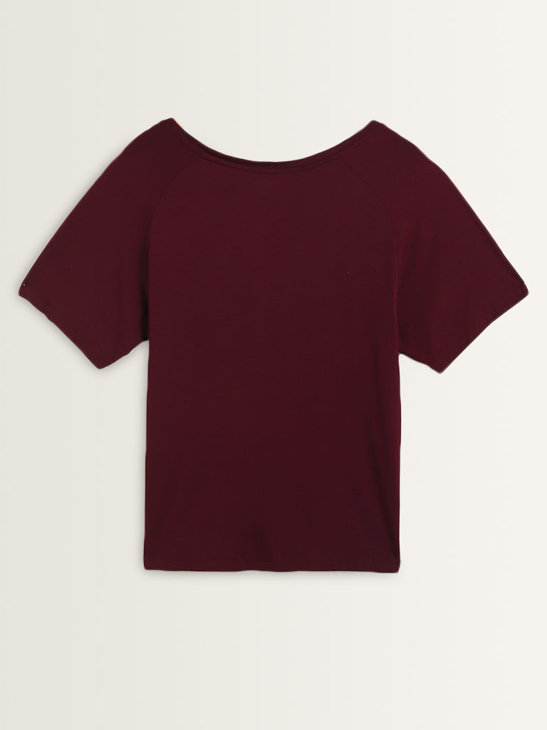 Wunderlove Burgundy Relaxed-Fit T-Shirt