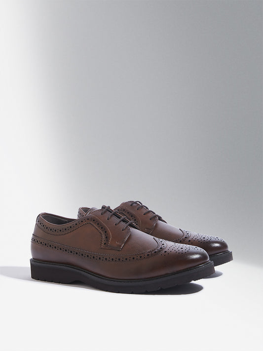 SOLEPLAY Dark Tan Perforated Lace-Up Shoes