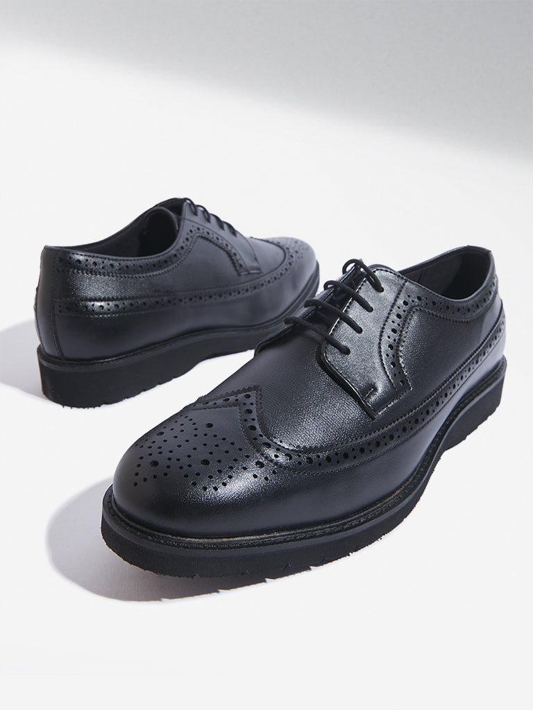 SOLEPLAY Black Perforated Lace-Up Shoes