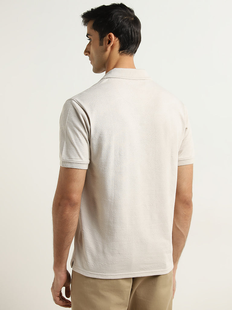 WES Casuals Beige Relaxed-Fit Polo T-Shirt