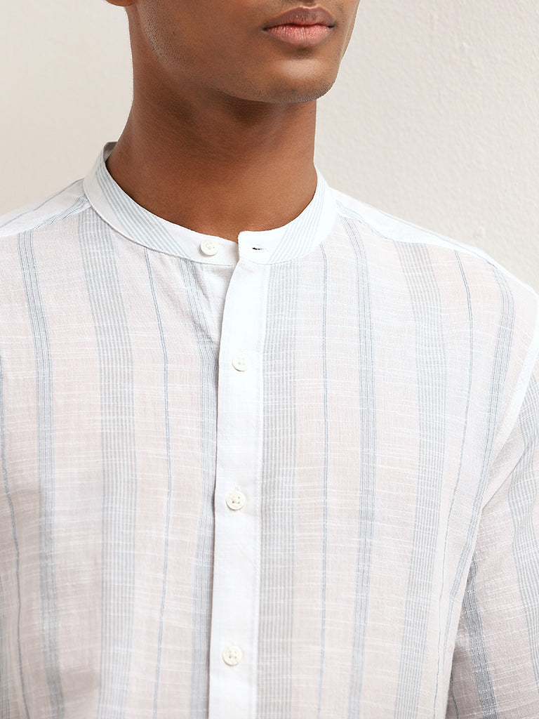 ETA White Striped Resort Fit Grandad Shirt