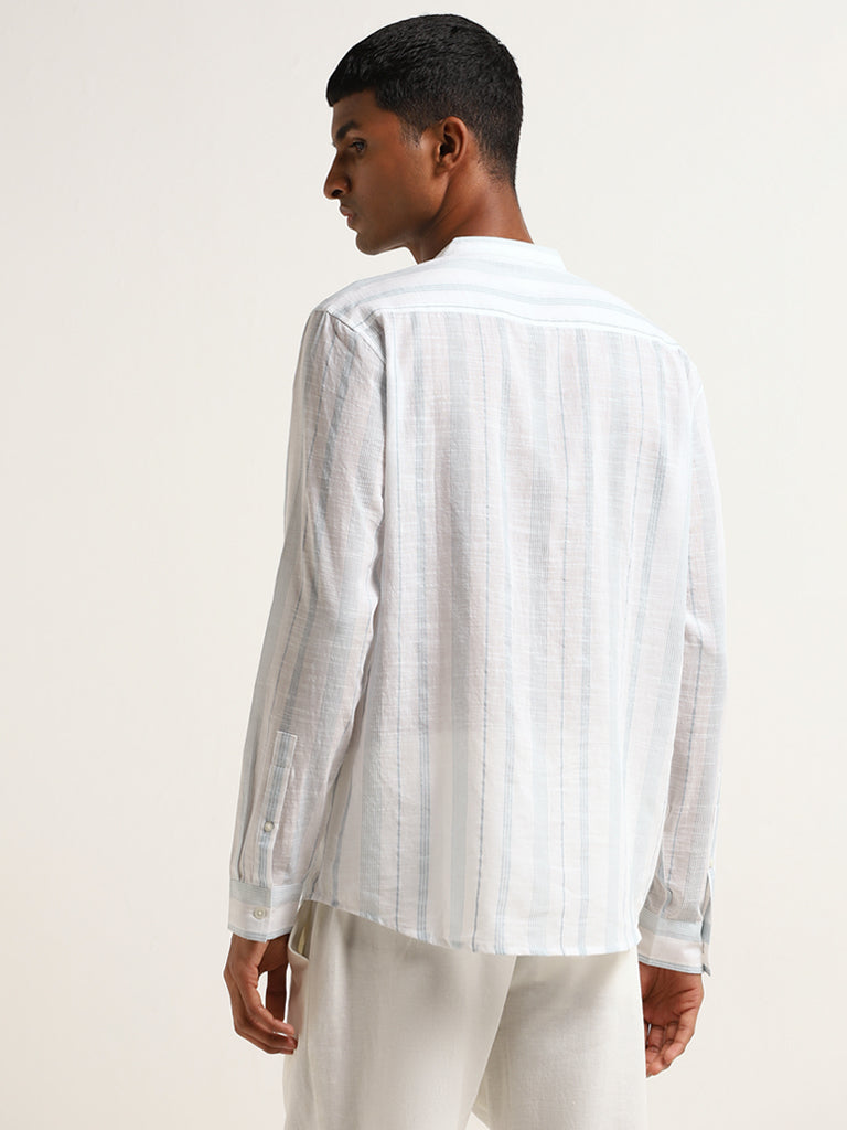 ETA White Striped Resort Fit Grandad Shirt