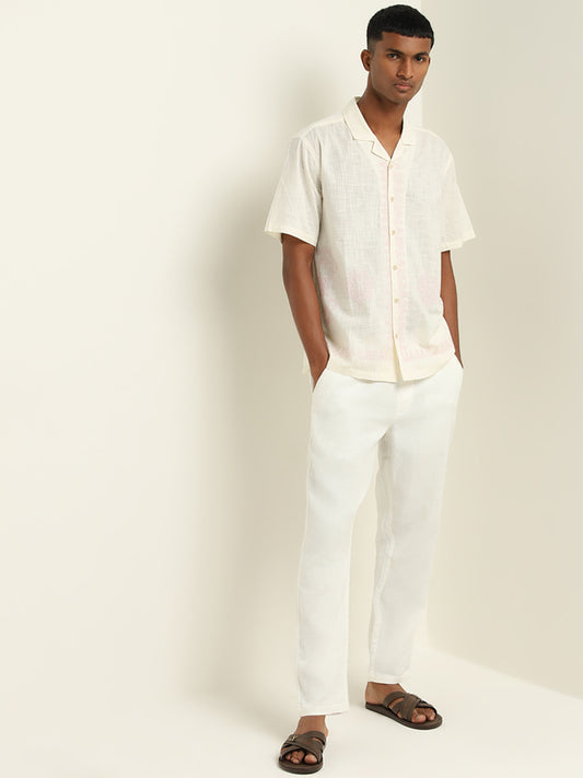 ETA Off-White Embroidered Relaxed-Fit Cotton Shirt