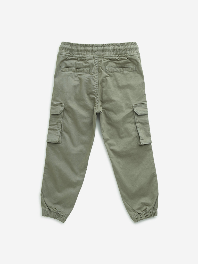 HOP Kids Sage Cargo-Style Mid-Rise Cotton Blend Joggers