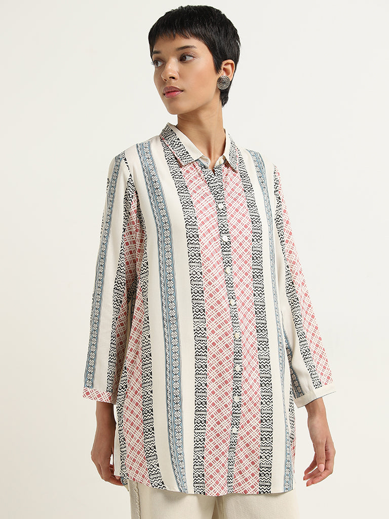 Utsa Multicolour Geometric Design Straight Tunic