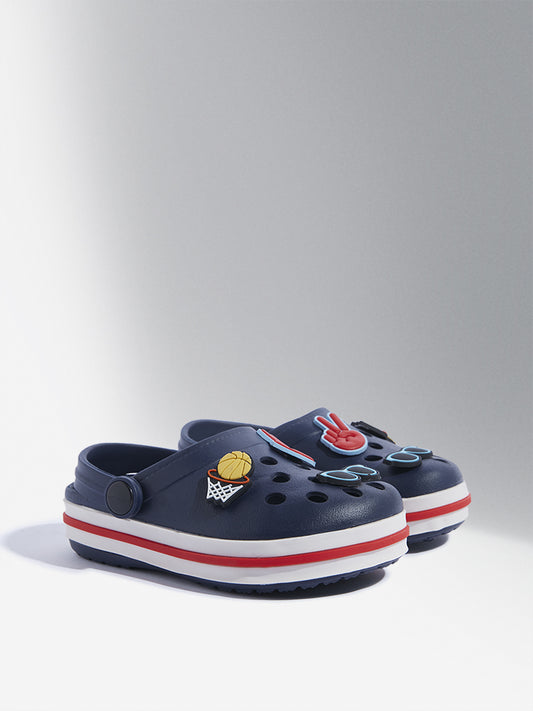 Yellow Navy Applique-Detailed Clogs
