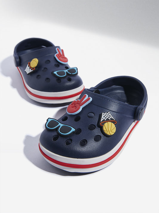 Yellow Navy Applique-Detailed Clogs