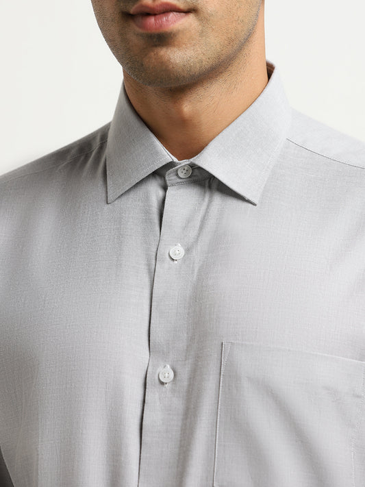 WES Formals Grey Solid Relaxed-Fit Shirt