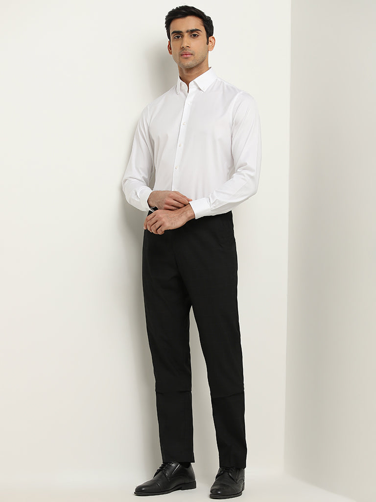 WES Formals White Solid Slim-Fit Shirt