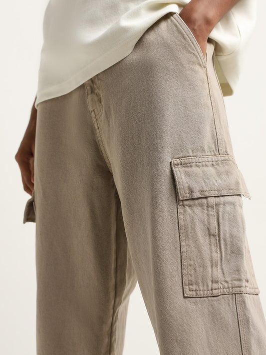 Nuon Taupe Relaxed Fit High - Rise Jeans