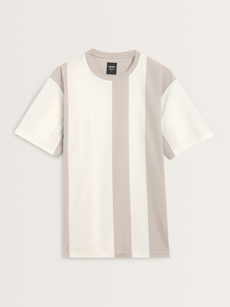 Nuon Beige Striped T-Shirt