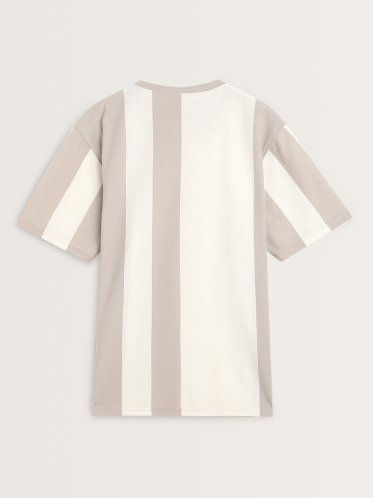 Nuon Beige Striped T-Shirt