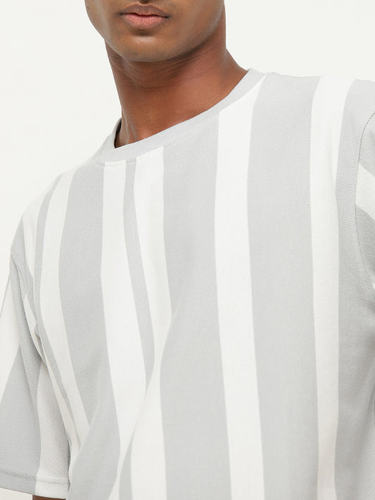 Nuon Light Grey Striped T-Shirt