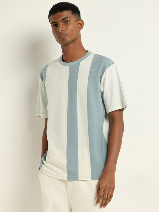 Nuon Teal Striped T-Shirt