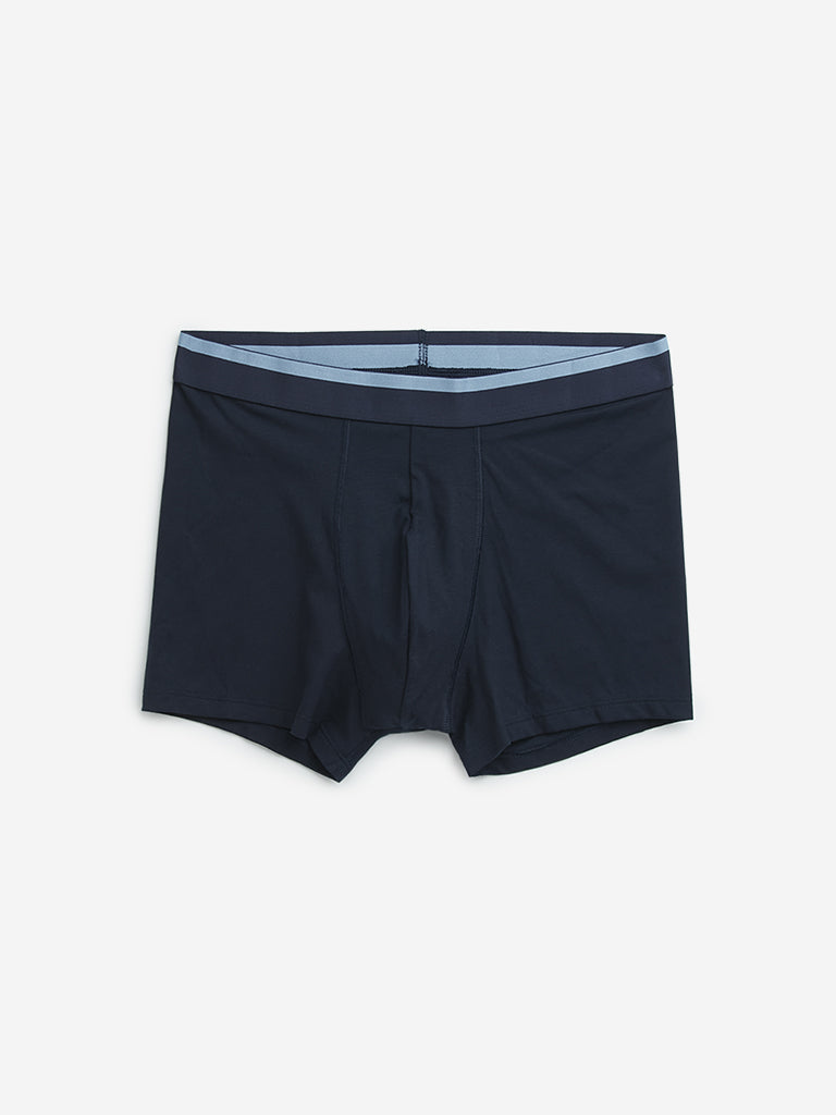 WES Lounge Blue Solid Cotton Blend Trunks - Pack of 3