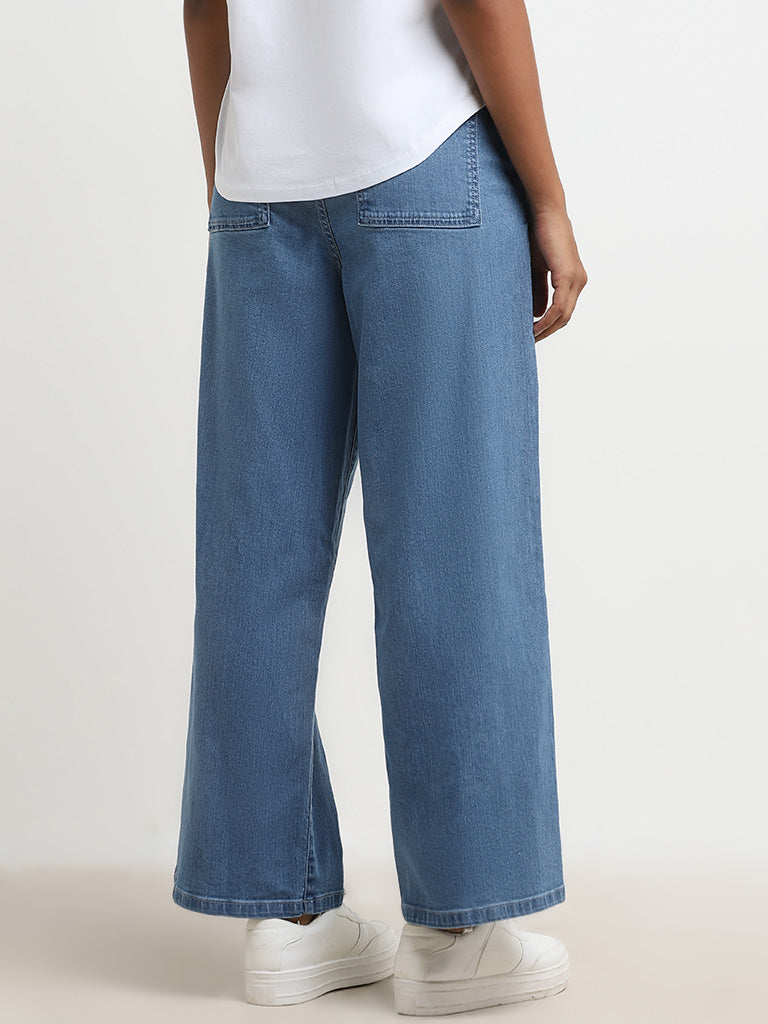 LOV Blue Wide Leg Fit High Rise Denim Jeans