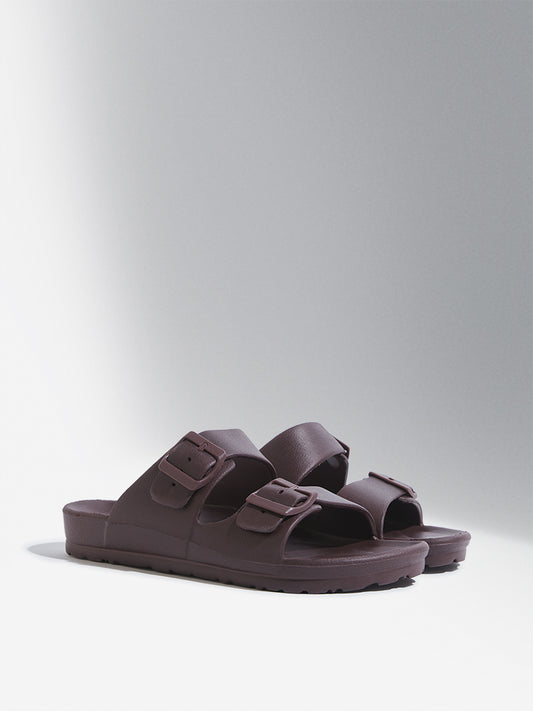 SOLEPLAY Maroon Dual Band Buckled Flip-Flop