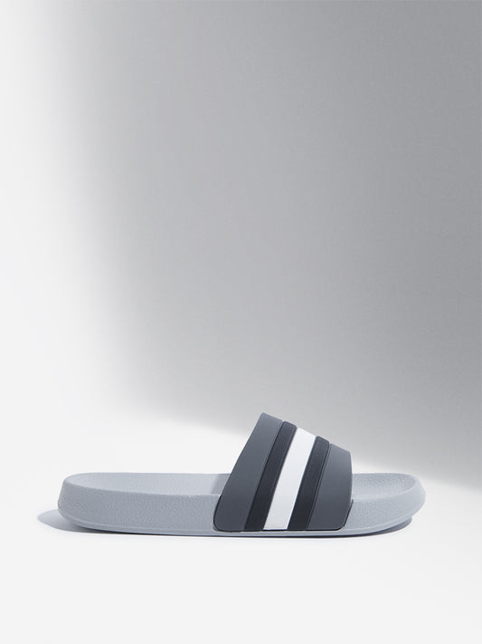 SOLEPLAY Grey Striped Design Pool Slides