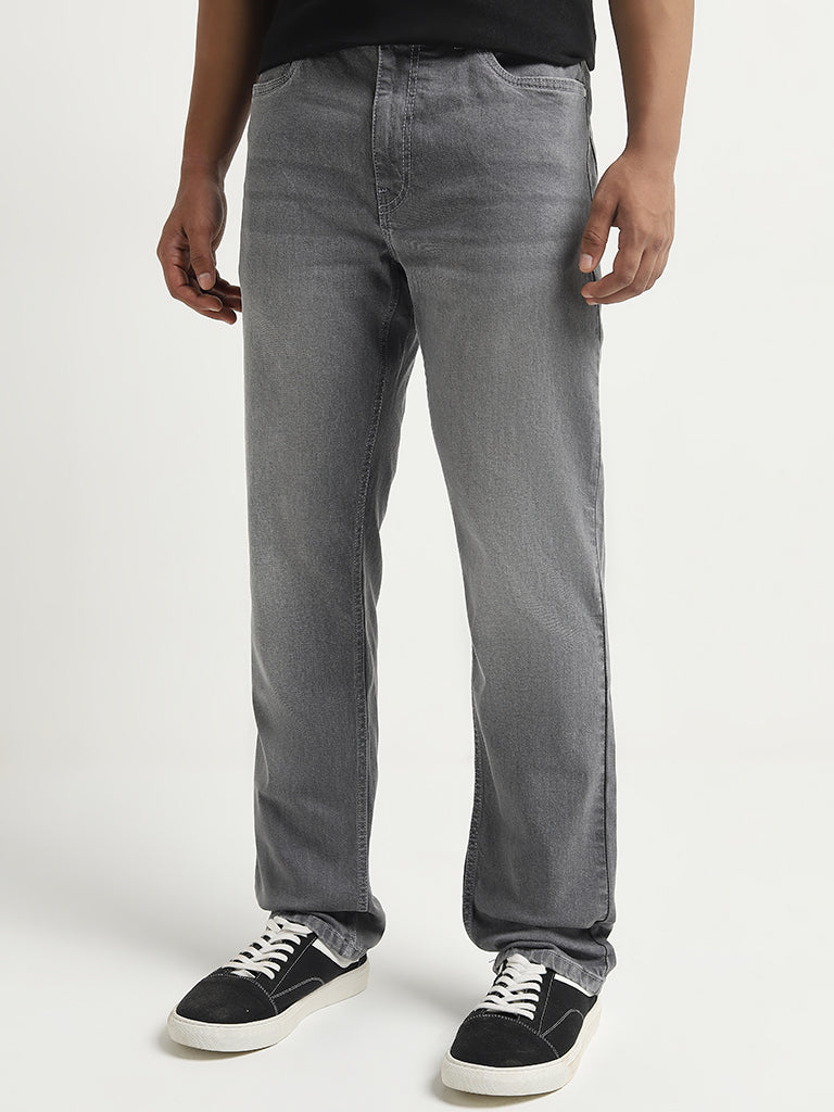 Nuon Grey Faded Straight - Fit Mid - Rise Jeans