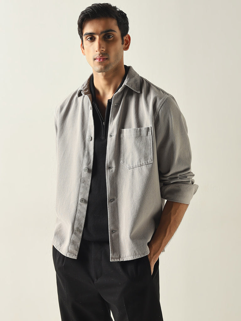 Nuon Grey Relaxed-Fit Cotton Jacket