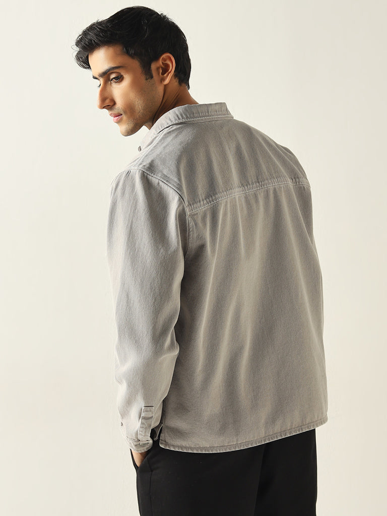 Nuon Grey Relaxed-Fit Cotton Jacket