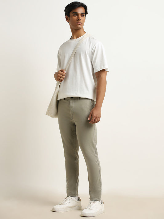 Nuon Dusty Olive Mid-Rise Skinny-Fit Cotton Blend Chinos