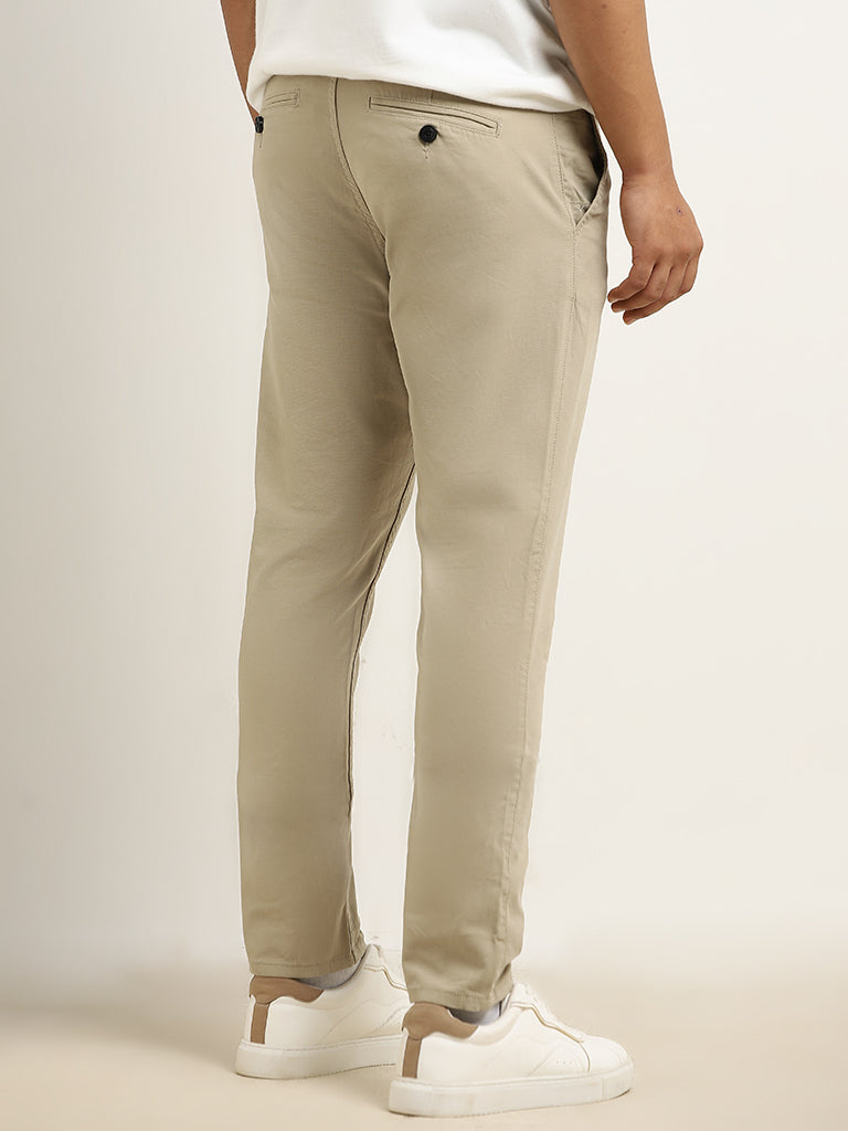 Nuon Khaki Relaxed - Fit Mid - Rise Cotton Blend Chinos