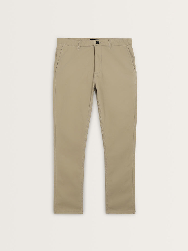 Nuon Khaki Relaxed - Fit Mid - Rise Cotton Blend Chinos