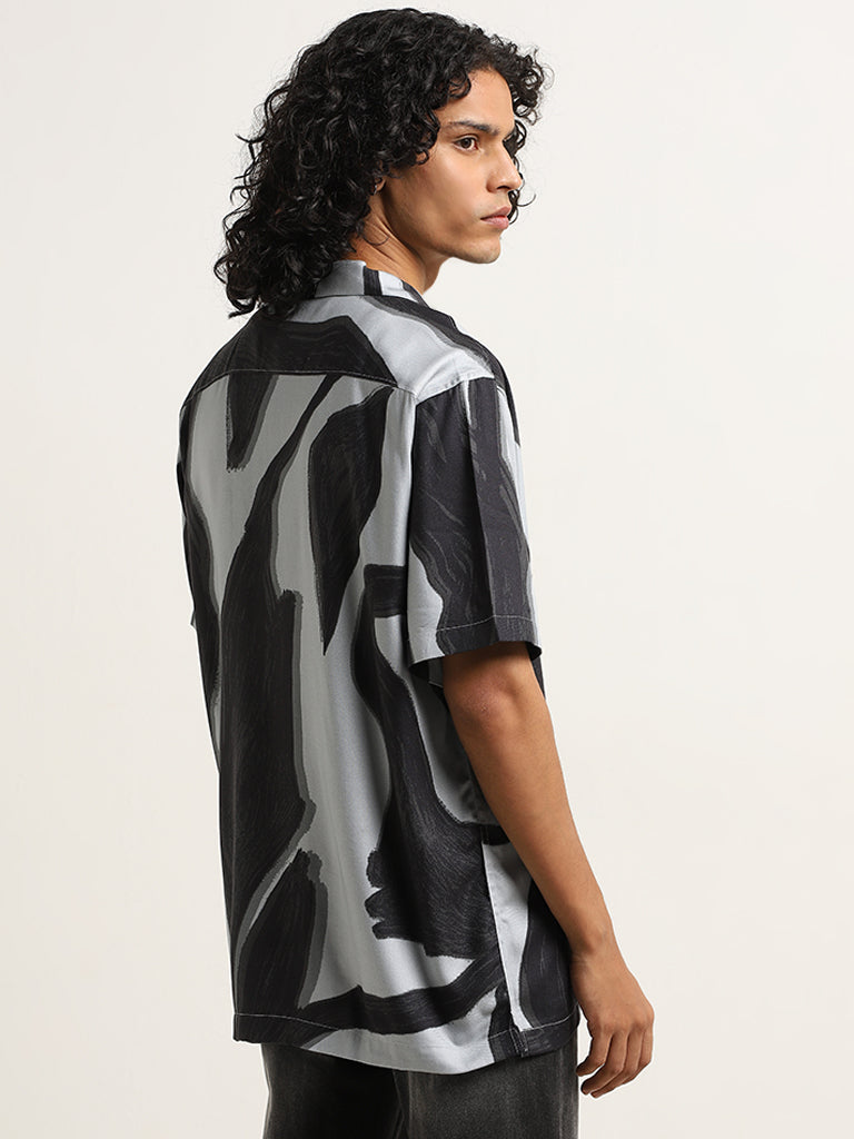 Nuon Black Abstract Print Relaxed-Fit Shirt