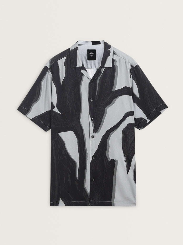 Nuon Black Abstract Print Relaxed-Fit Shirt