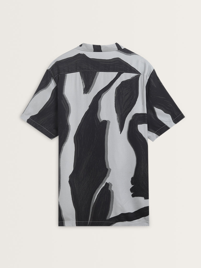 Nuon Black Abstract Print Relaxed-Fit Shirt