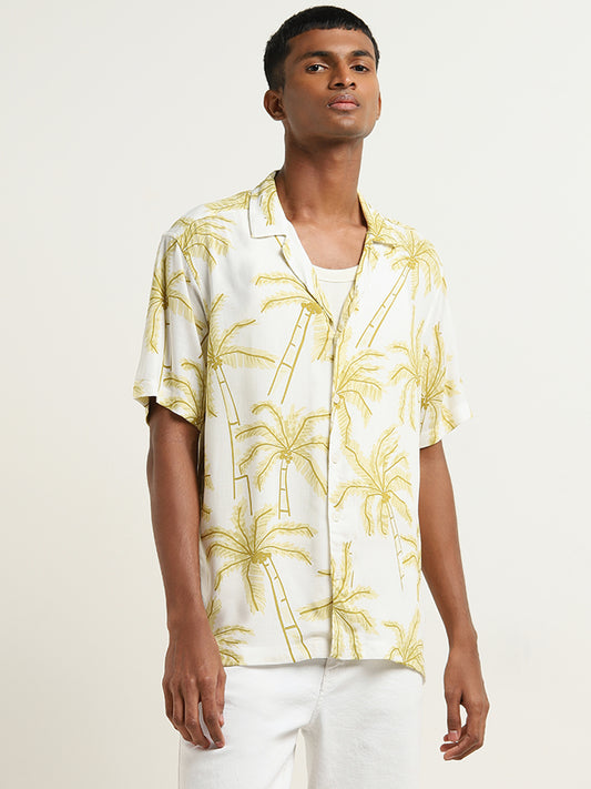 Nuon Yellow Botanical Design Relaxed-Fit Shirt
