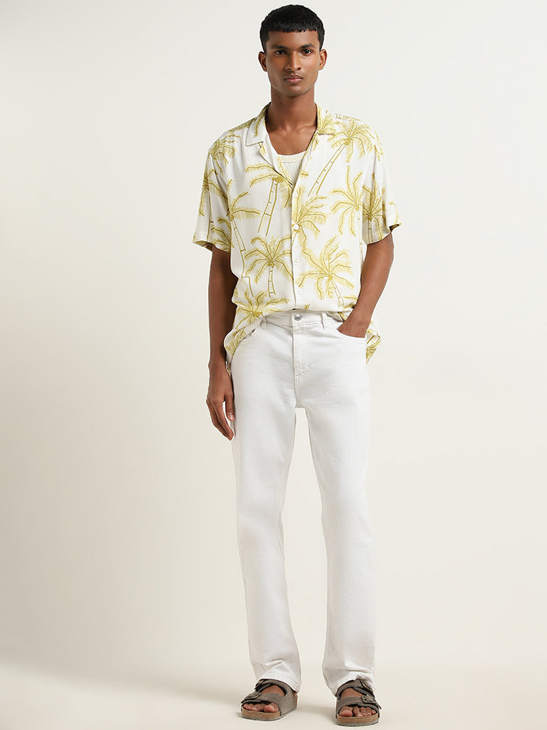 Nuon Yellow Botanical Design Relaxed-Fit Shirt